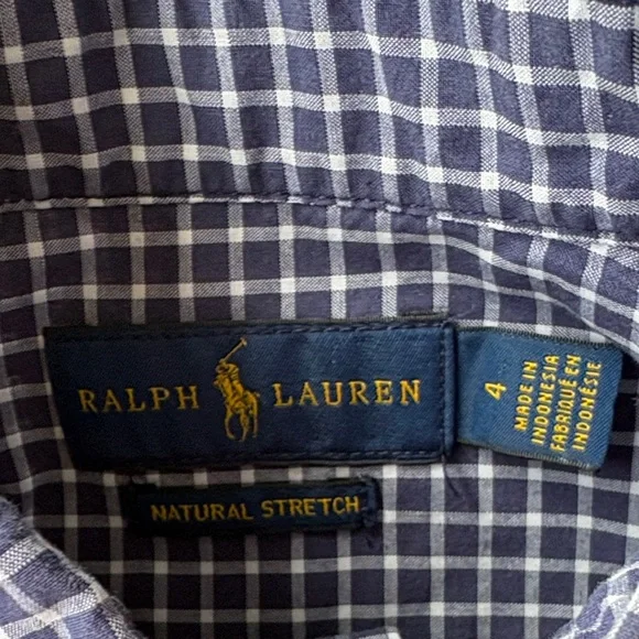 Ralph Lauren Boys Navy Plaid Shirt 4t - Picture 2 of 6